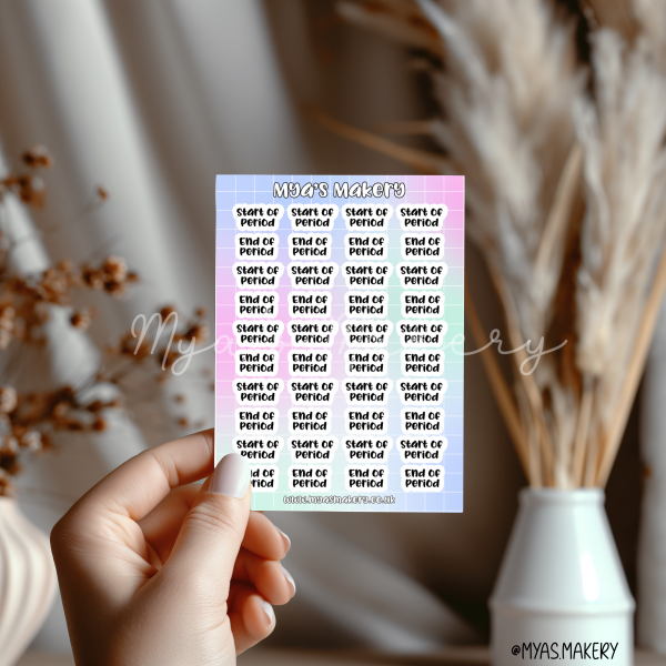 Start/End of period sticker sheet