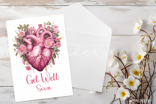 Floral Anatomical Heart – Get Well Soon Card for Bold, Beautiful Healing