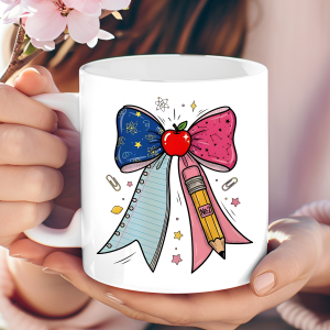 Teacher Bow Mug – Cute, Classy, and Caffeinated
