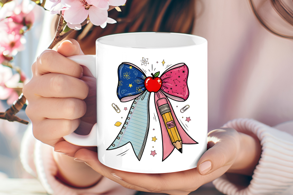 Teacher Bow Mug – Cute, Classy, and Caffeinated