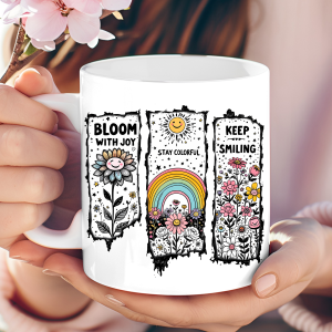 "Bloom With Joy" positive affirmation mug
