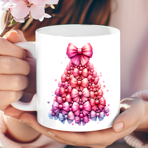 Funky Bow Christmas Tree Mug – Pink, Purple & Perfectly Extra