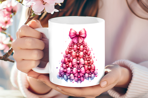 Funky Bow Christmas Tree Mug – Pink, Purple & Perfectly Extra