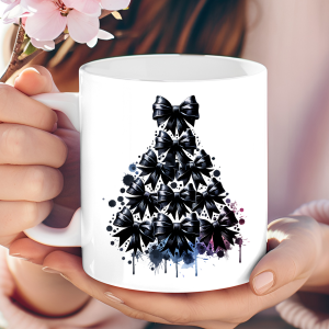 Black Bow Christmas Tree mug