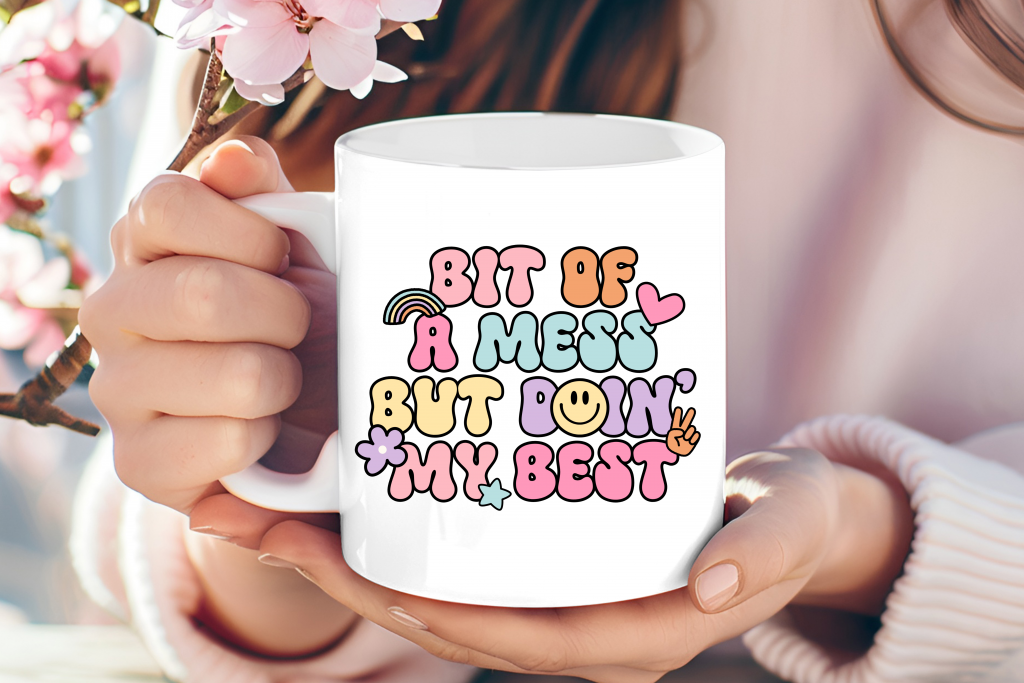 "Bit of a Mess" relatable aesthetic mug