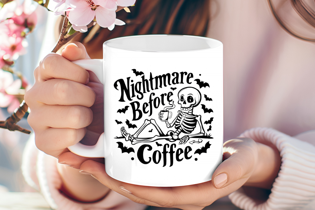 "Nightmare Before Coffee" Skeleton mug