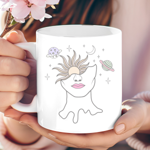 Cosmic Goddess line-art mug
