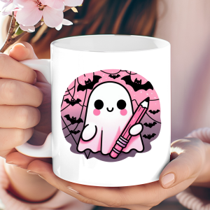 Spooky-Cute Ghost Teacher Mug