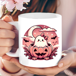 Spooky-Cute Pumpkin Ghost Mug