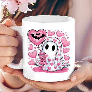 "Witch's Cold Brew" Heart Ghost Mug