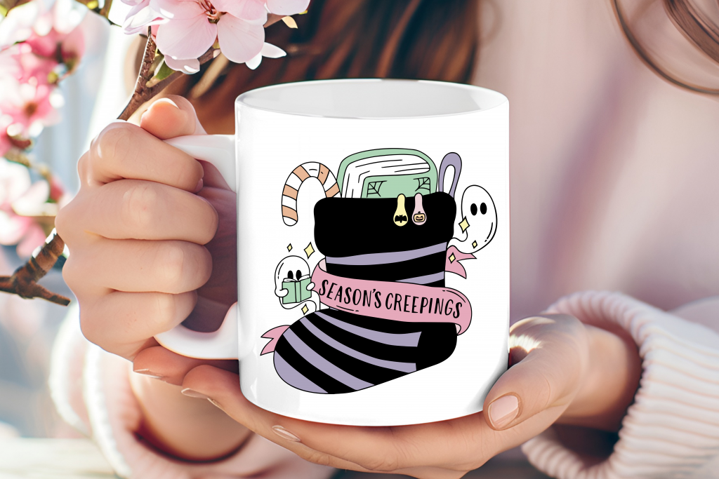 "Season's Creepings" holiday stocking mug