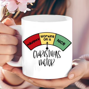 "Christmas Meter" humorous holiday mug