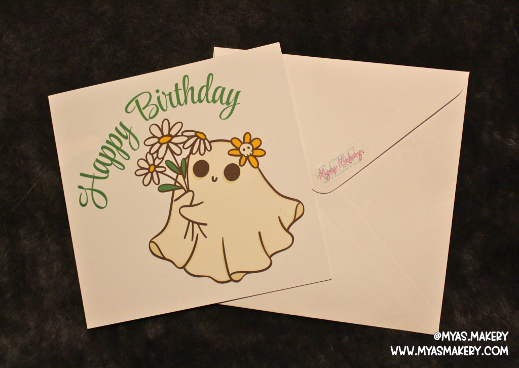 Birthday Ghost Blooms – Cute Whimsical 6x6 Card