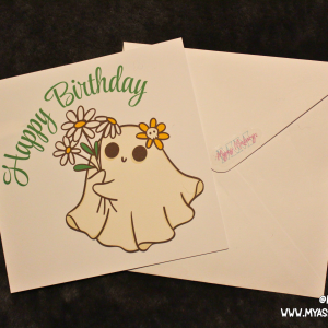 Birthday Ghost Blooms – Cute Whimsical 6x6 Card