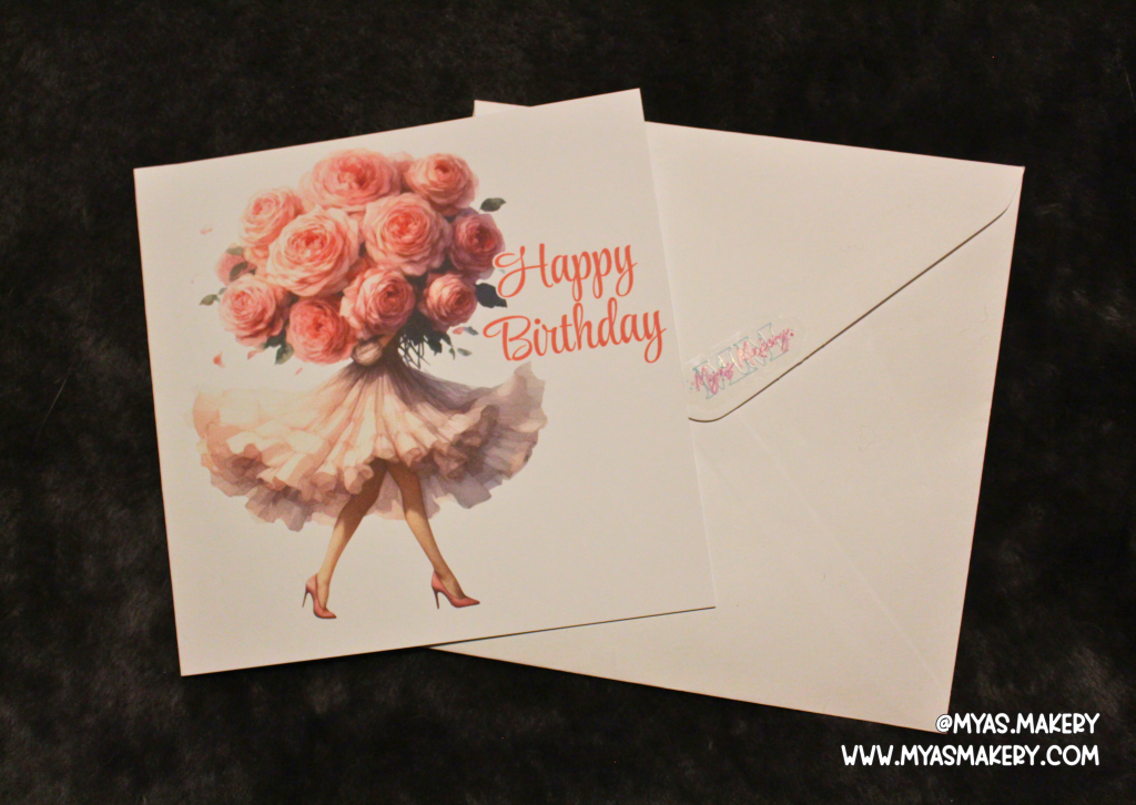 Rose Bouquet Muse – Elegant Fashion Birthday Card