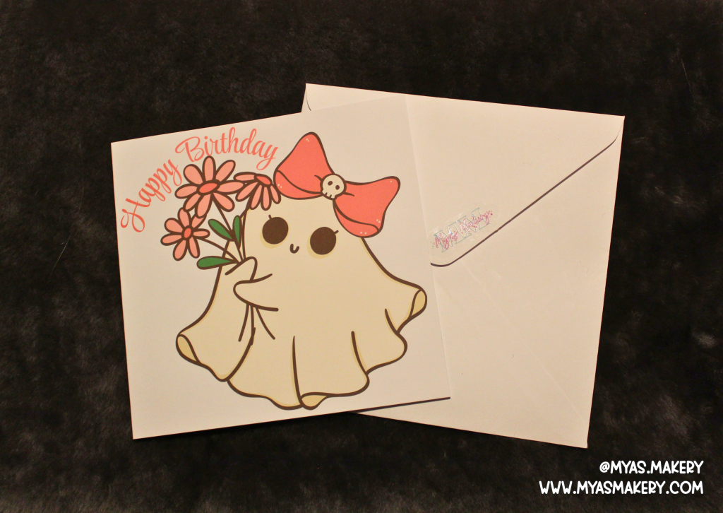 Ghostly Birthday Blooms – Cute Spooky 6x6 Card