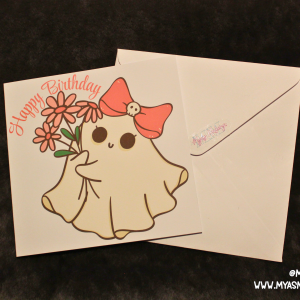 Ghostly Birthday Blooms – Cute Spooky 6x6 Card
