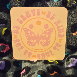 Retro Butterfly "Be You" Positive Affirmations Coaster
