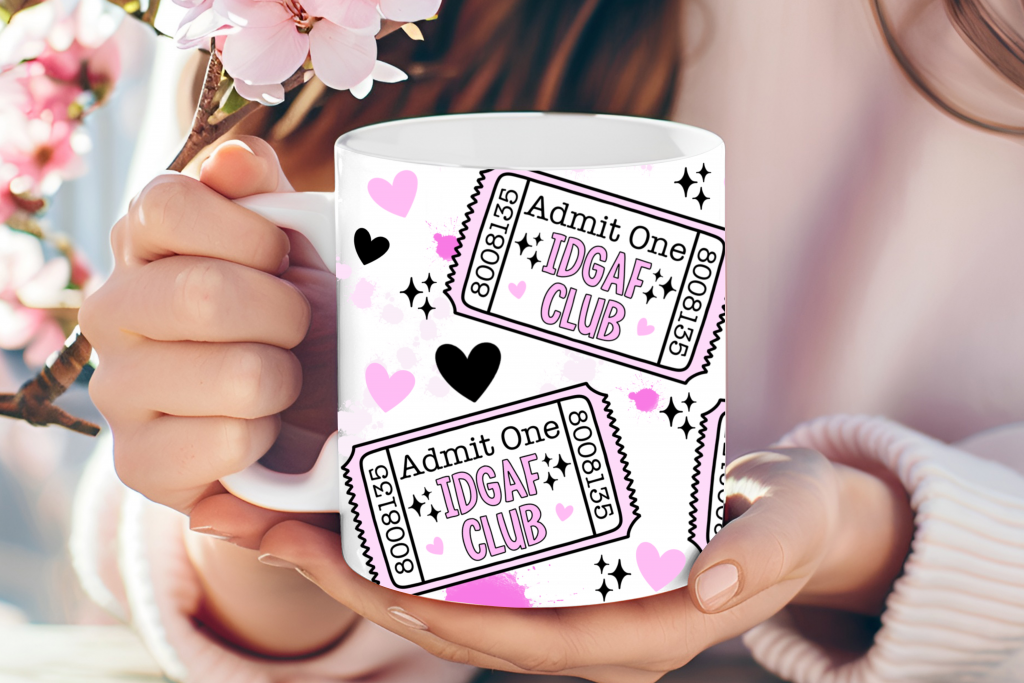 "IDGAF Club" ticket mug