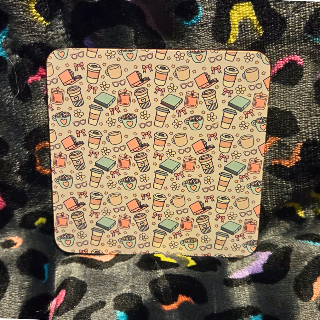 Cozy Café & Bookworm Aesthetic Hardtop Coaster