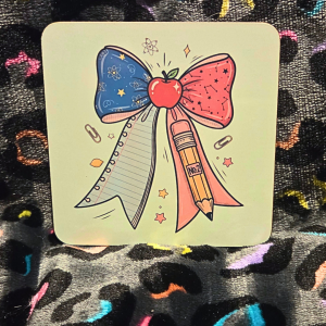 Academic Bow & Apple Teacher Coaster