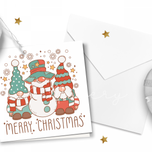 Merry Christmas Gnomes & Snowman Card