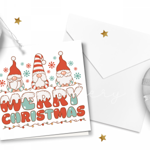 "Merry Christmas" Retro Gnomes Greeting Card