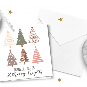 "Twinkle Lights & Merry Nights" Boho Christmas Card