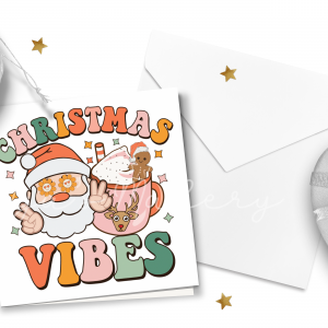 "Christmas Vibes" Retro Groovy Holiday Card