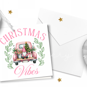 "Christmas Vibes" Pink Vintage Truck Card