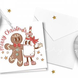 Retro Gingerbread & Milk Greeting Card
