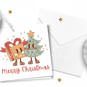 Retro "Merry Christmas" Gift & Tree Greeting Card