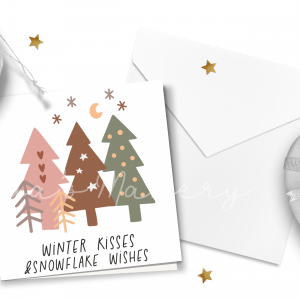 "Winter Kisses" Boho Christmas Card