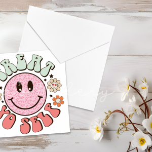 "Treat Yo Self" Retro Smiley Face Greeting Card