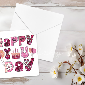 "Happy You Day" Pink Glitter Birthday Card