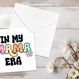 "In My Mama Era" Retro Groovy Greeting Card