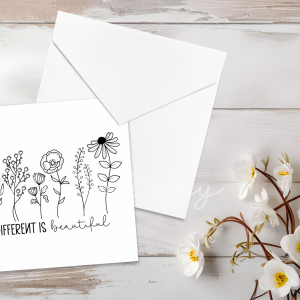 "Different is Beautiful" Minimalist Wildflower Greeting Card