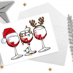 Festive Wine Glasses Holiday Card