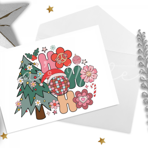 Retro Groovy "Ho Ho Ho" Christmas Card