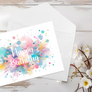 Vibrant Watercolour "Happy Birthday" Card