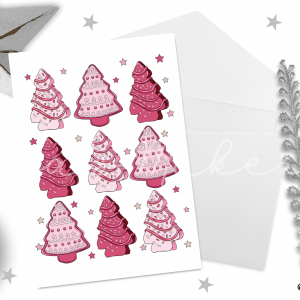 Pretty in Pink Frosted Trees Card
