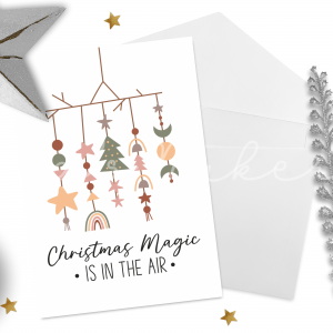 "Christmas Magic is in the Air" Boho Holiday Card