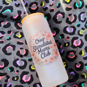 Overstimulated Mums Club 20oz Tumbler — Floral Mum Survival Cup