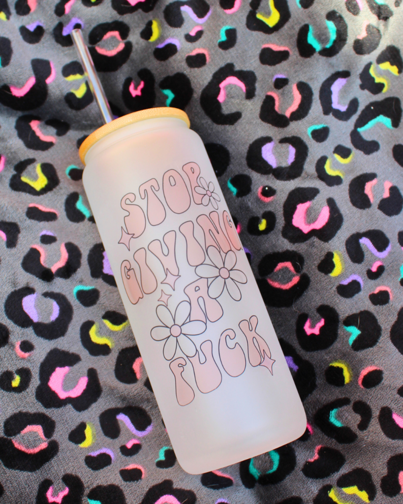 Stop Giving a Fuck – Frosted Glass Tumbler (20oz) | Retro Sass Edition