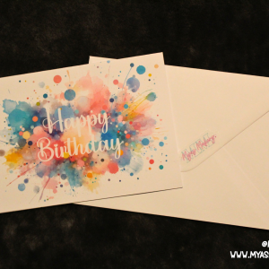 Watercolour Splash Birthday Card — Colourful Abstract Art Greeting