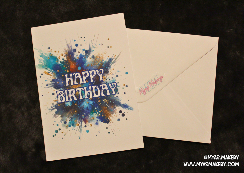 Teal & Gold Splash Birthday Card — Modern Abstract Watercolour Greeting