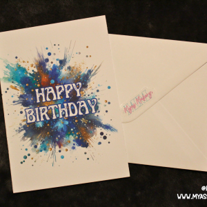 Teal & Gold Splash Birthday Card — Modern Abstract Watercolour Greeting