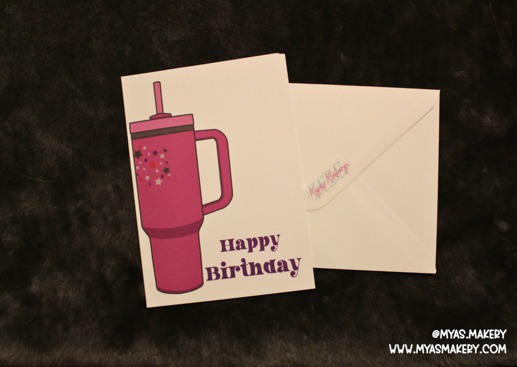 Purple Tumbler Birthday Card — Cute Cup Illustration Pastel Greeting