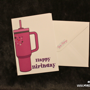 Purple Tumbler Birthday Card — Cute Cup Illustration Pastel Greeting