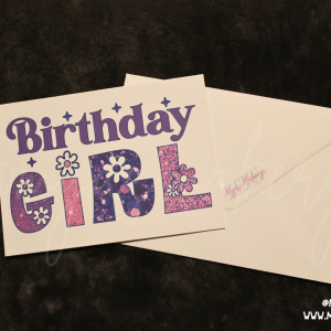 "Birthday Girl" Purple Glitter Greeting Card
